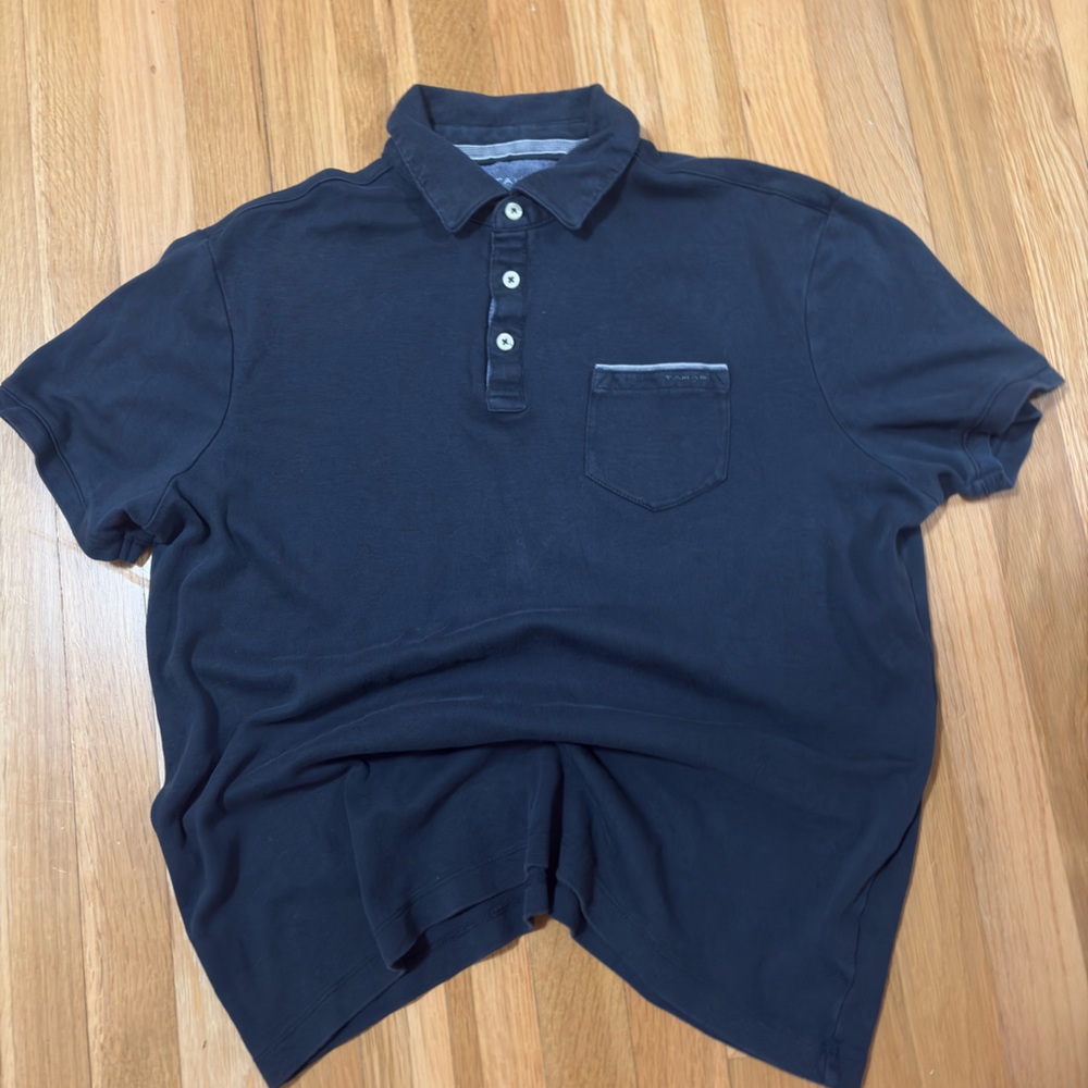 Tahari Navy Polo Shirt with Classic Fit and Soft Fabric